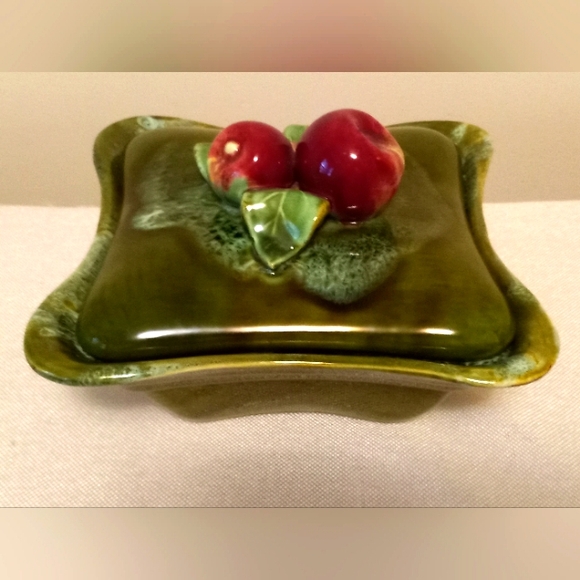 Vintage Wade Of California Green Drip Glazed Square Lidded Dish - Picture 1 of 7